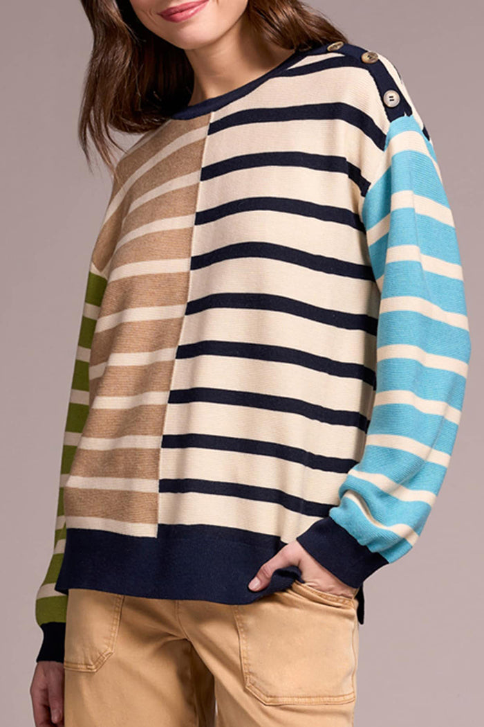 Casual Striped Button Sweater