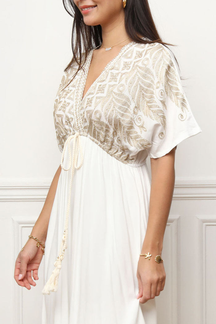 Bohemian Embroidered Maxi Dress