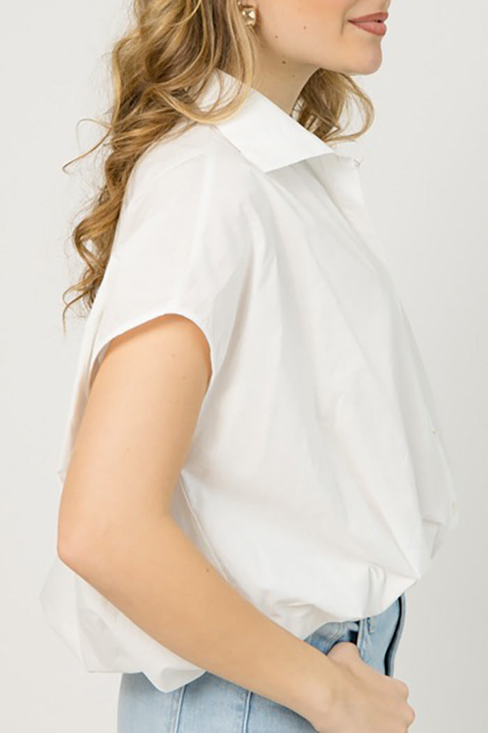 Bubble Hem Button Up Top