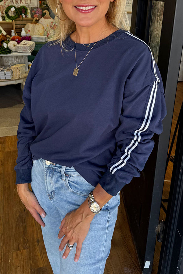 Casual Sleeve Side Striped Top