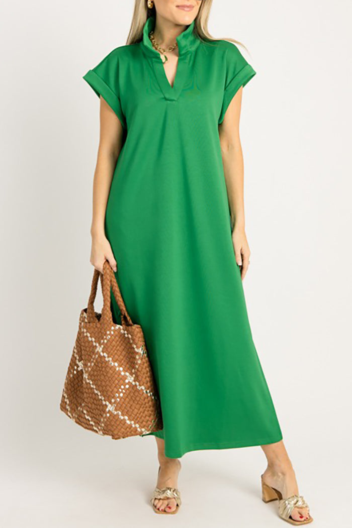 Cuffed Sleeves Maxi Dress