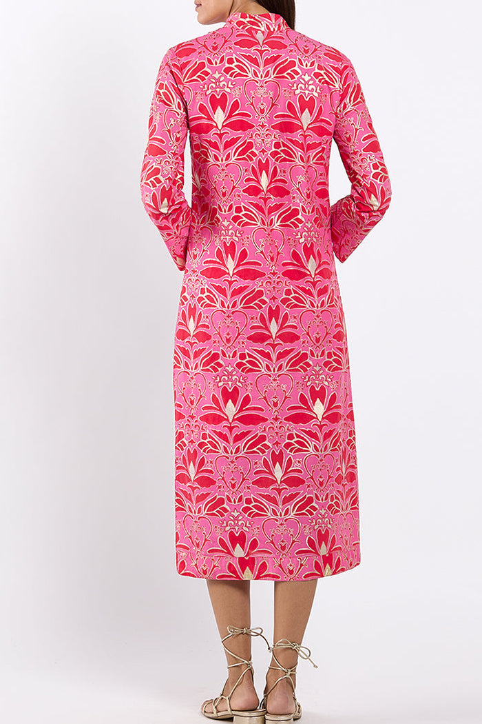 Side Slit Floral Three Quarter Sleeve Midi Dress