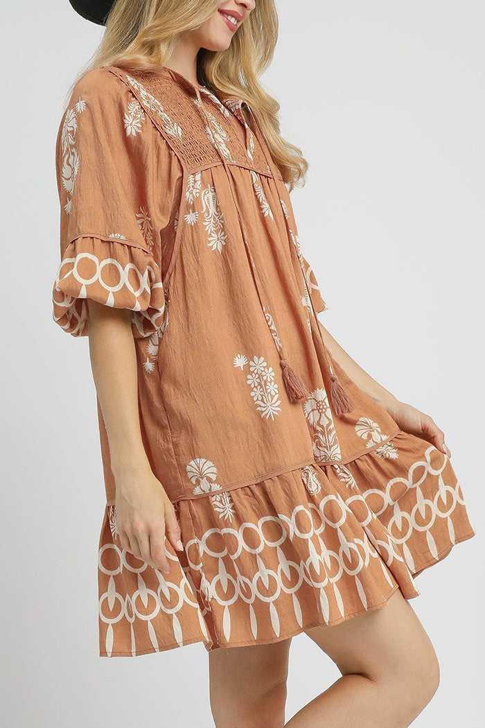 Tassel Tie Neck Dress