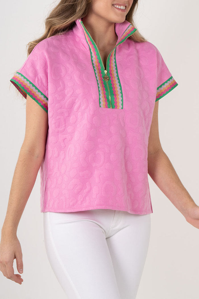 Dolman Sleeves 3/4 Zip Neckline Top