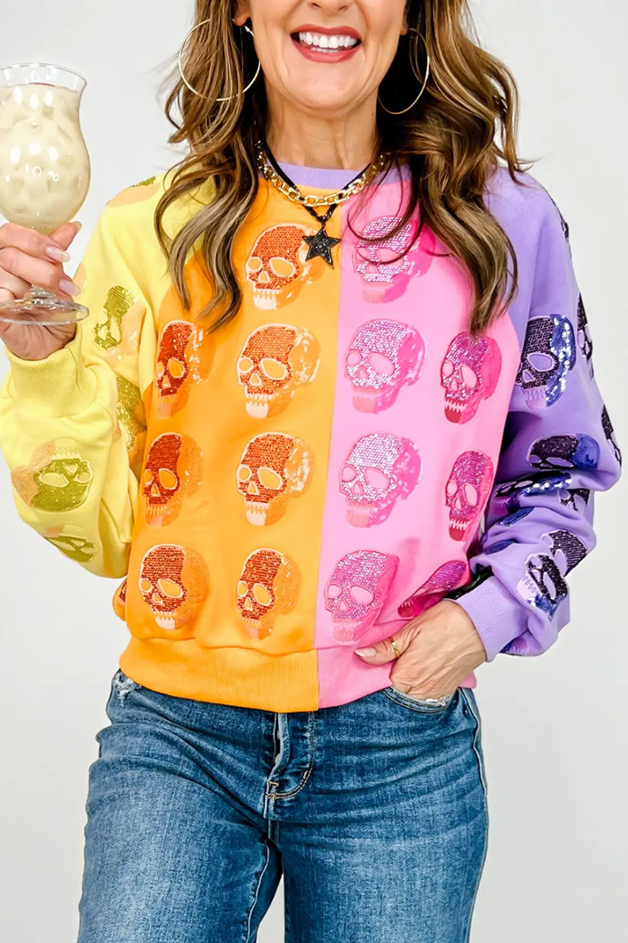 Casual Skull Sequined Top