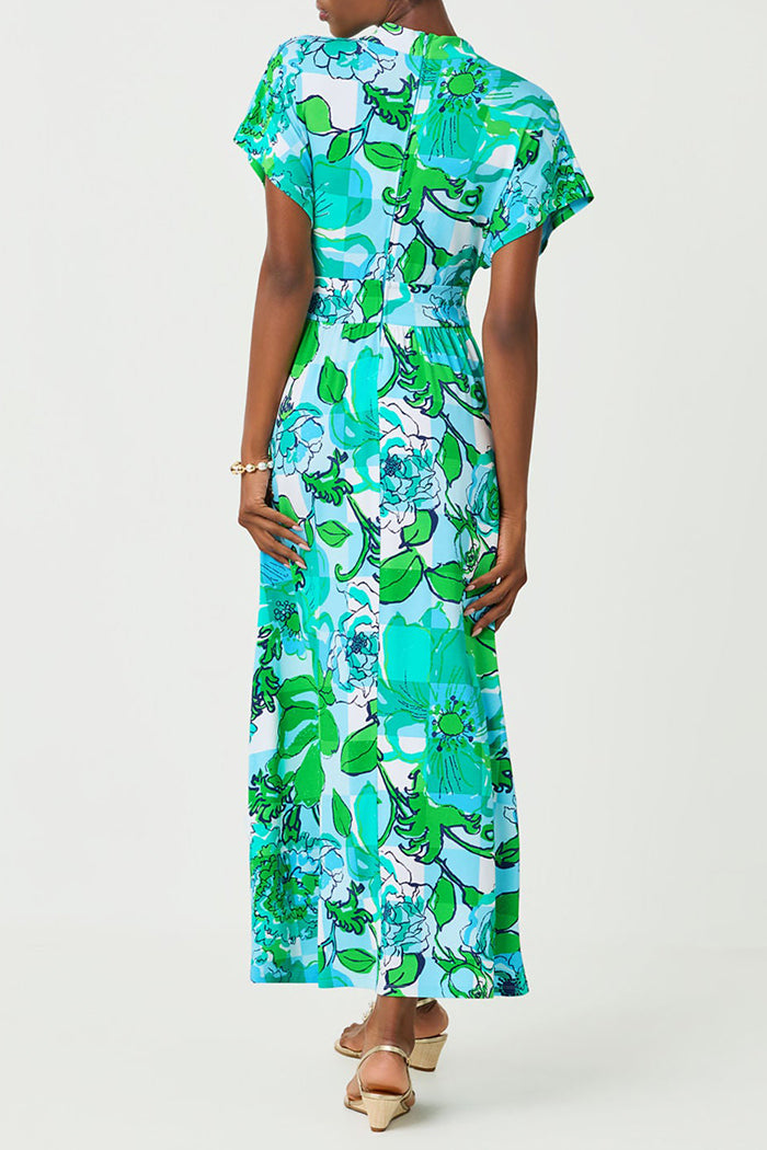 Ruffle Sleeve Floral Print Maxi Dress