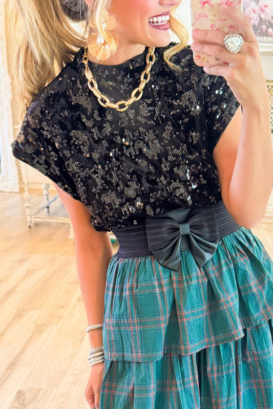 Sequin Short Sleeve Top