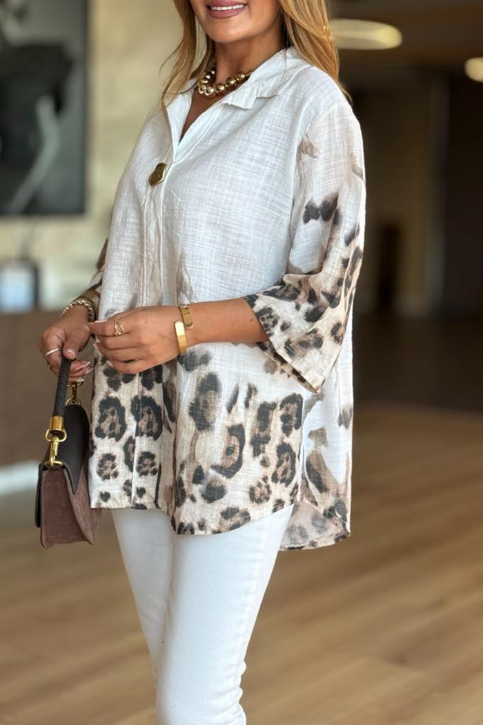 Button-Down Leopard Print Top