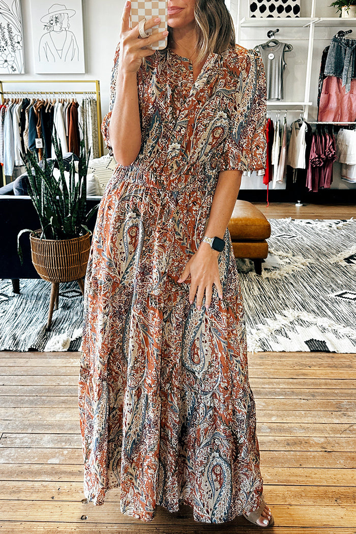 Retro Print Maxi Dress