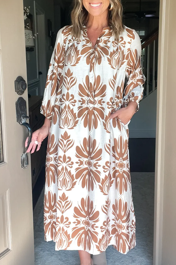 Mix Abstract Floral Print Dress