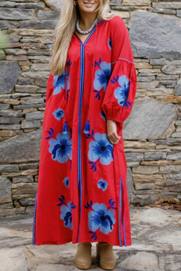 Tassel Tie Floral Maxi Dress