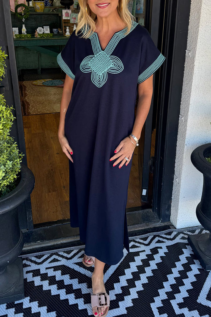 Short Sleeve Printed Pocket Maxi Dress