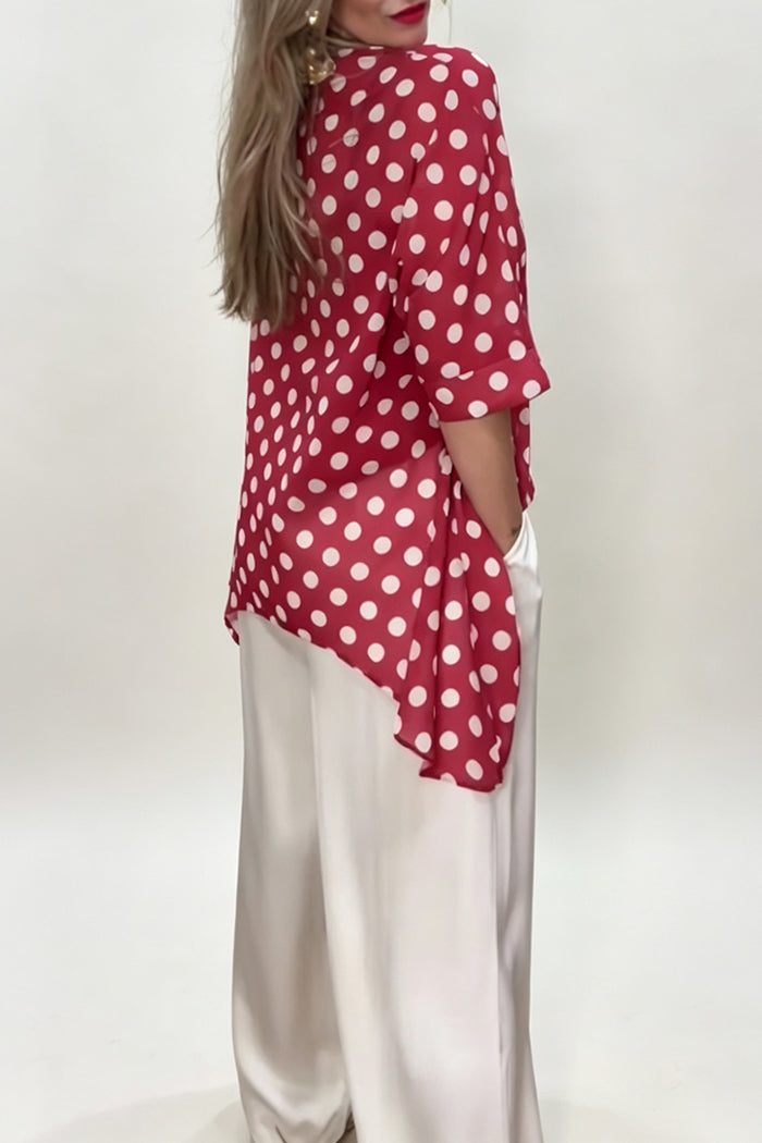 Polka Dot Top &  Ankle Tie Detail Pants Set