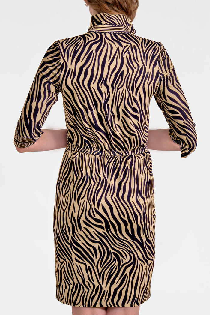 Zebra Twist-Front Polo Sheath Dress