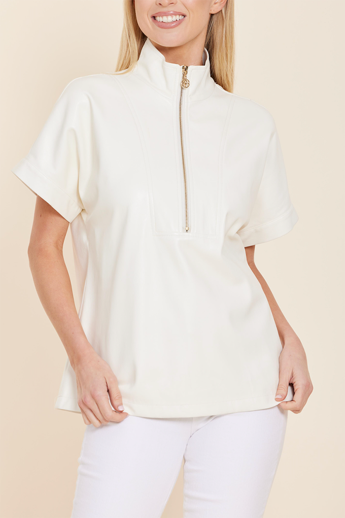 Faux Leather Zip Up Top
