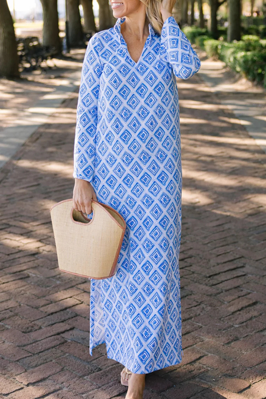 Long Sleeve Side Slit Maxi Dress