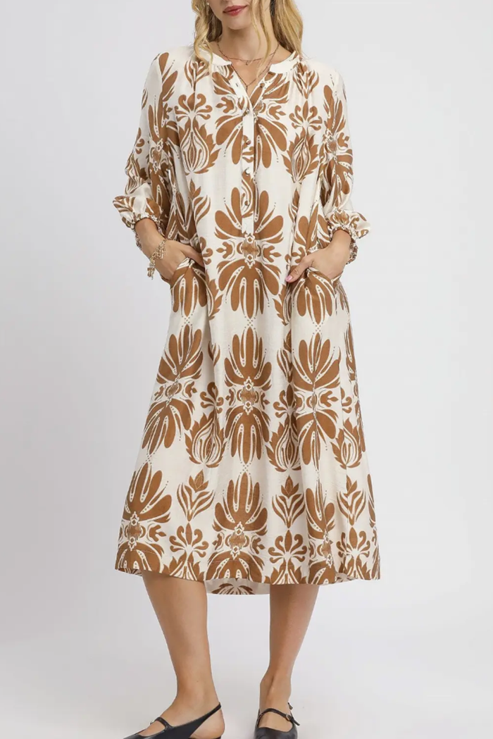 Mix Abstract Floral Print Dress