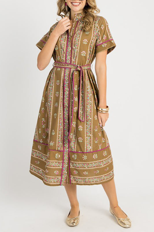 Casual Belt Floral Dress