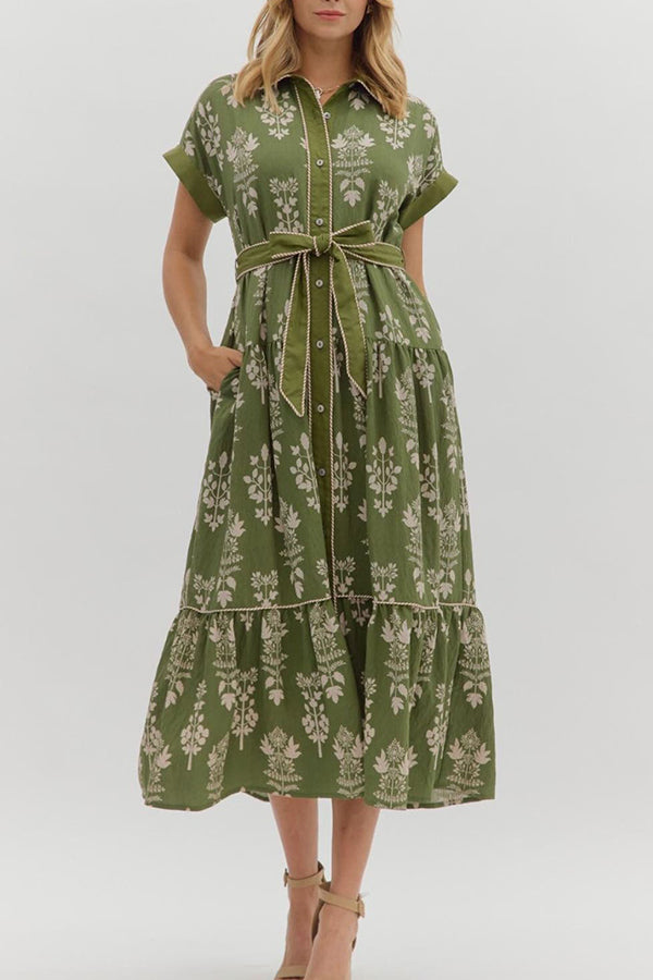 Casual Floral Belt Dress