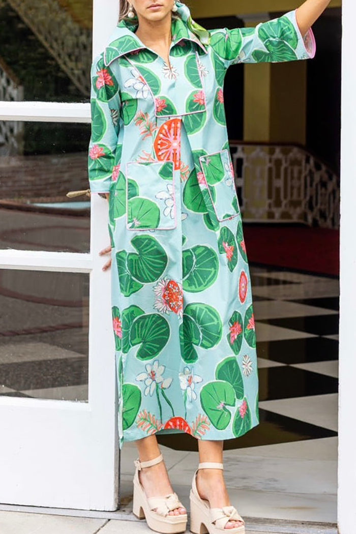 Green Floral Collared Dress