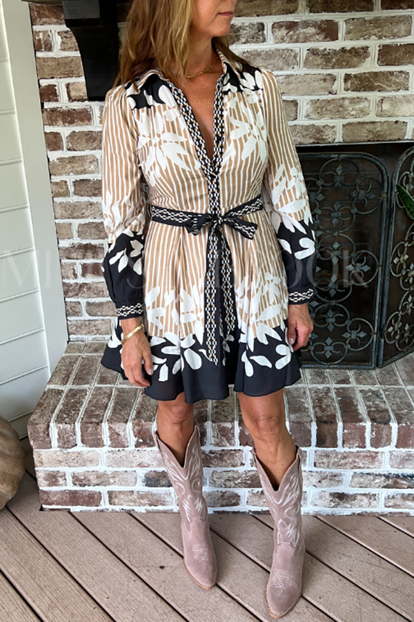 Casual Belt Striped Dress