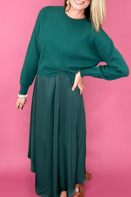 Twist-Front Sweater & Flowy Maxi Dress
