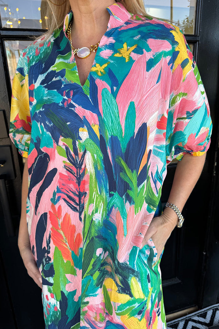 Colorful Print Pocketed Maxi Dress