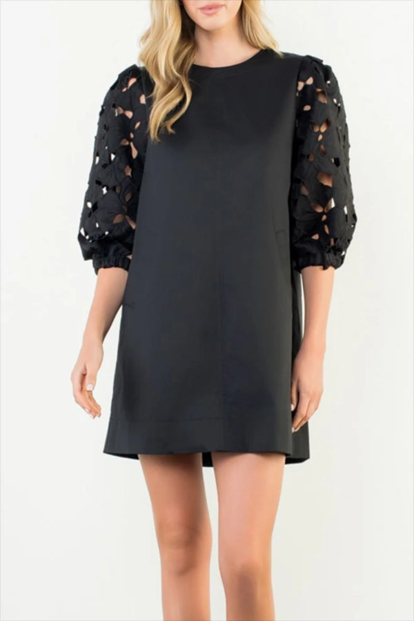 Casual Eyelet Sleeve Dress