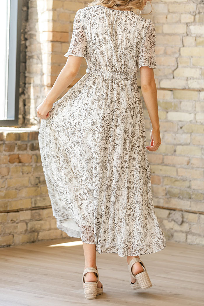 Floral Short Sleeve Pocket Dress