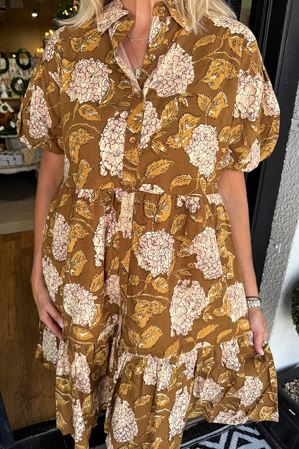 Hydrangea Tiered Ruffle Hem Dress