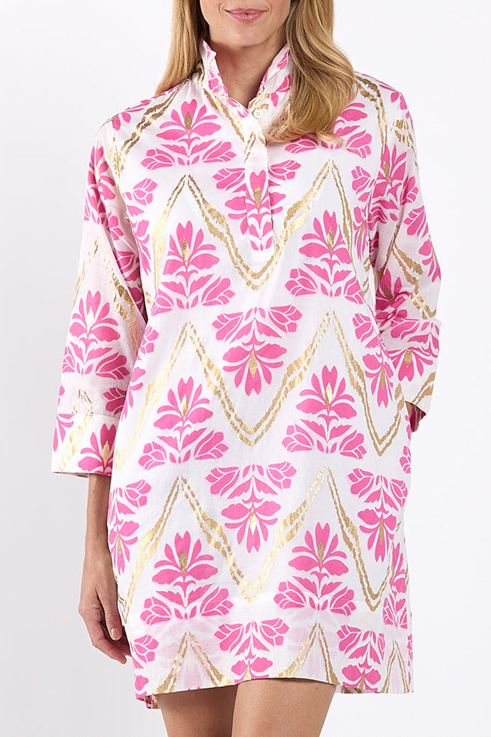 Pink Floral Pocketed Dress