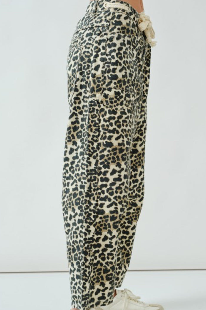 Casual Leopard Print Drawstring Pants