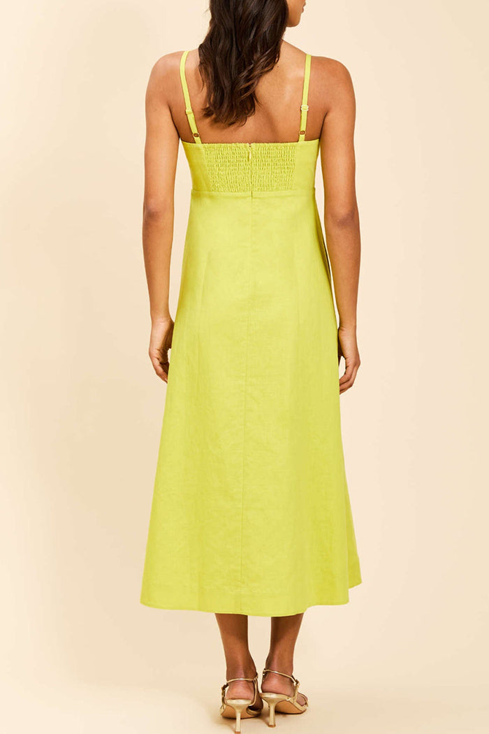 3D Floral Square Neck Pocketed Midi Dress