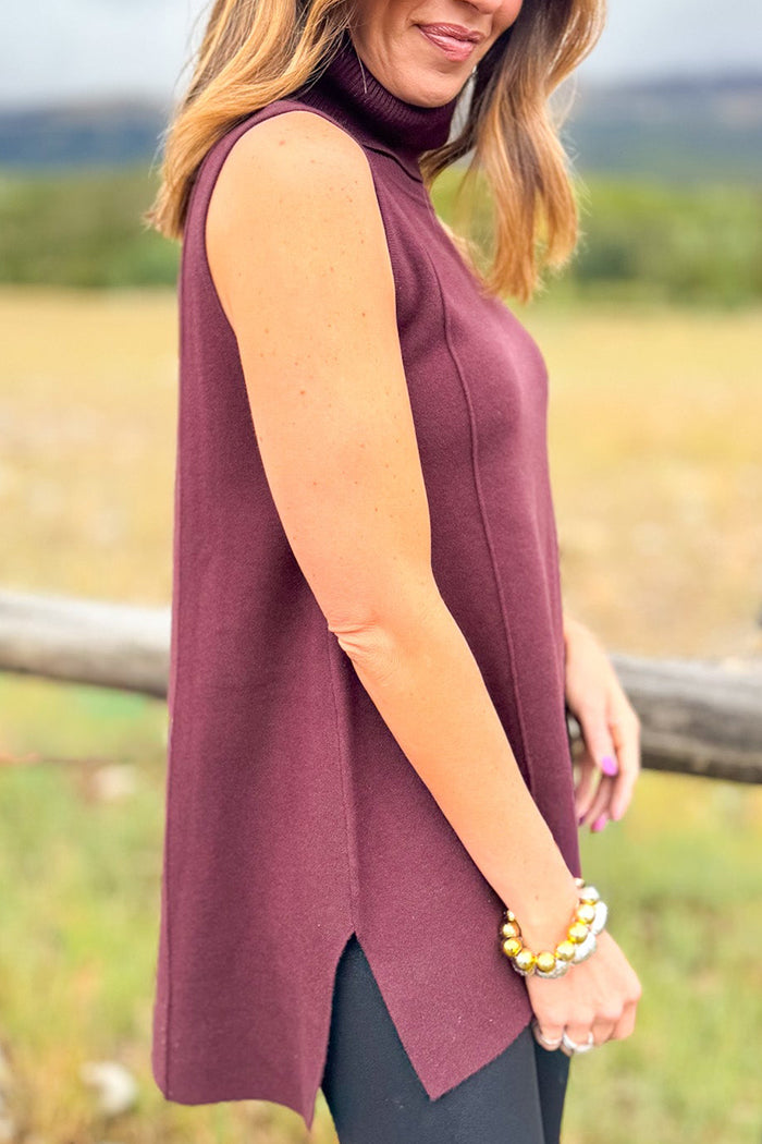 Sleeveless Mock Neck Sweater