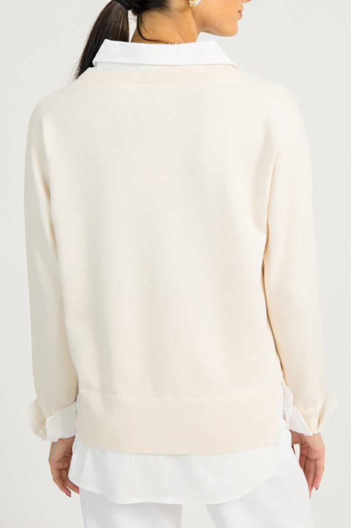 Layered Shirt Collar V-Neck Sweater