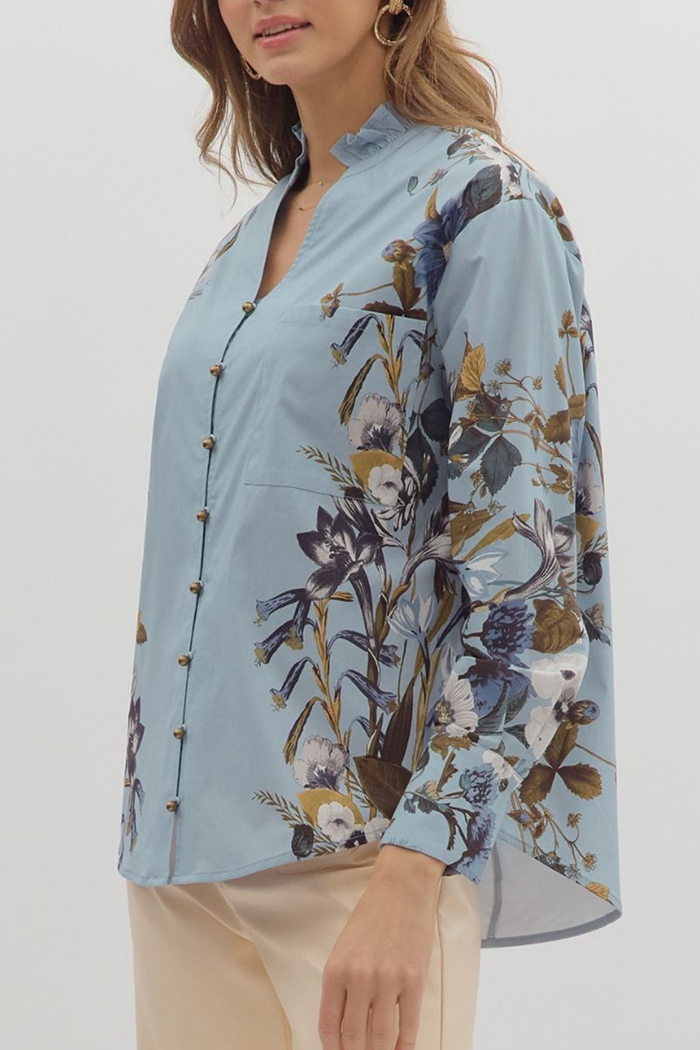 Delicate Florals Button Blouse
