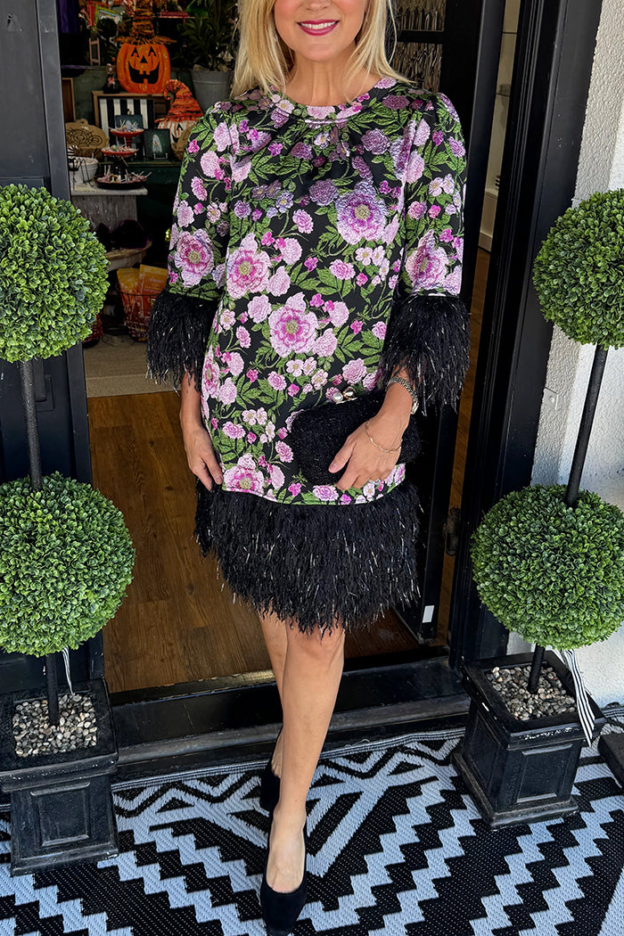 Floral Fringed Hem Dress