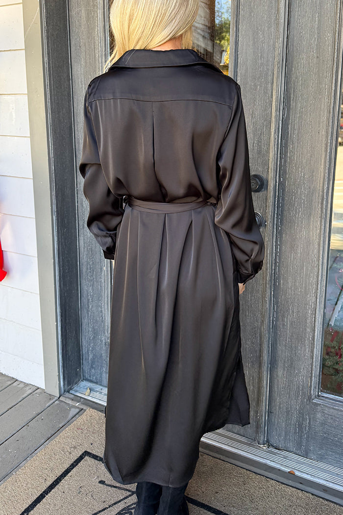 Belted Button-Front Pocket Maxi Dress