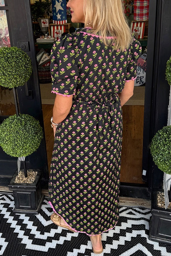 Scallop Edged Floral Dress