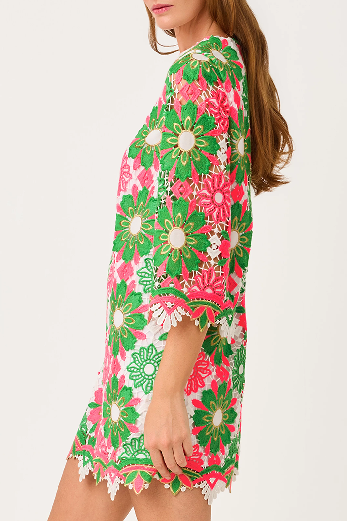3/4 Sleeve Lace Floral Dress