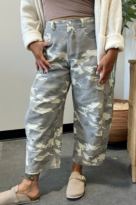 In Disguise Camo Barrel Jeans