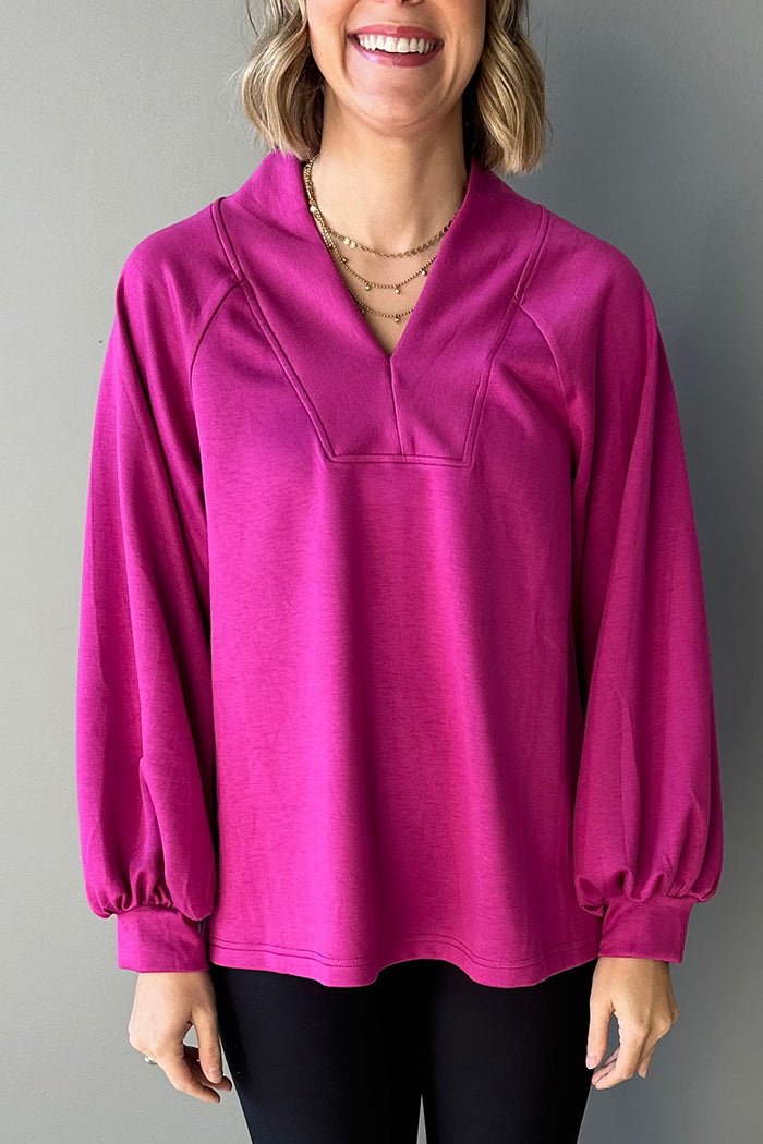 Casual V-Neck Long Sleeve Top