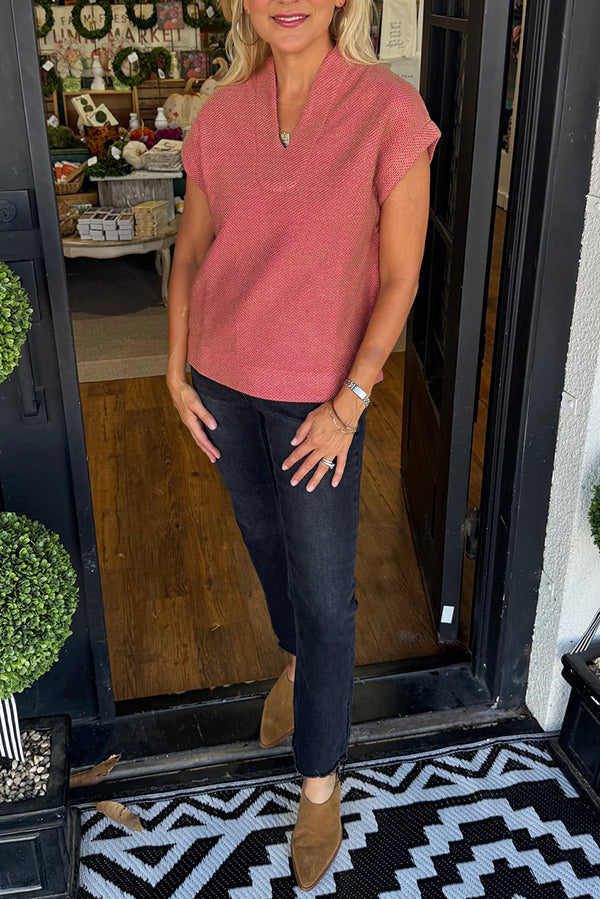 Casual Stitched Popover Top