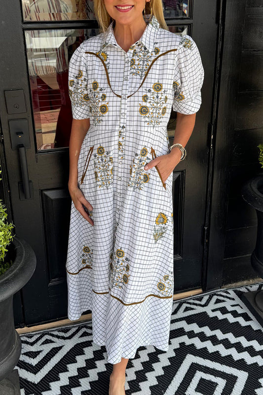 Western Flair Pocketed Midi Dress