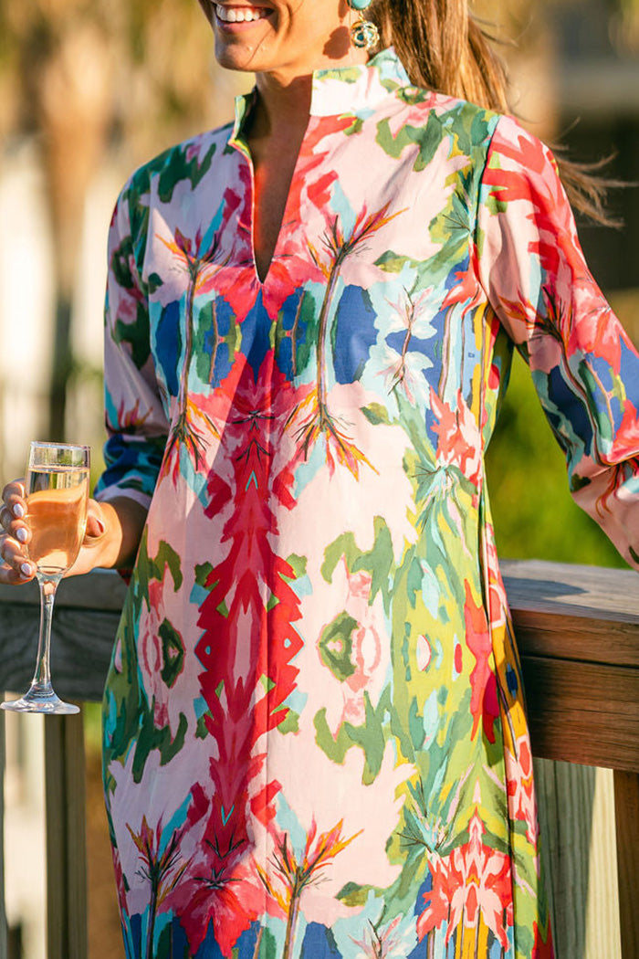 Tie Waist Watercolor Floral Dress