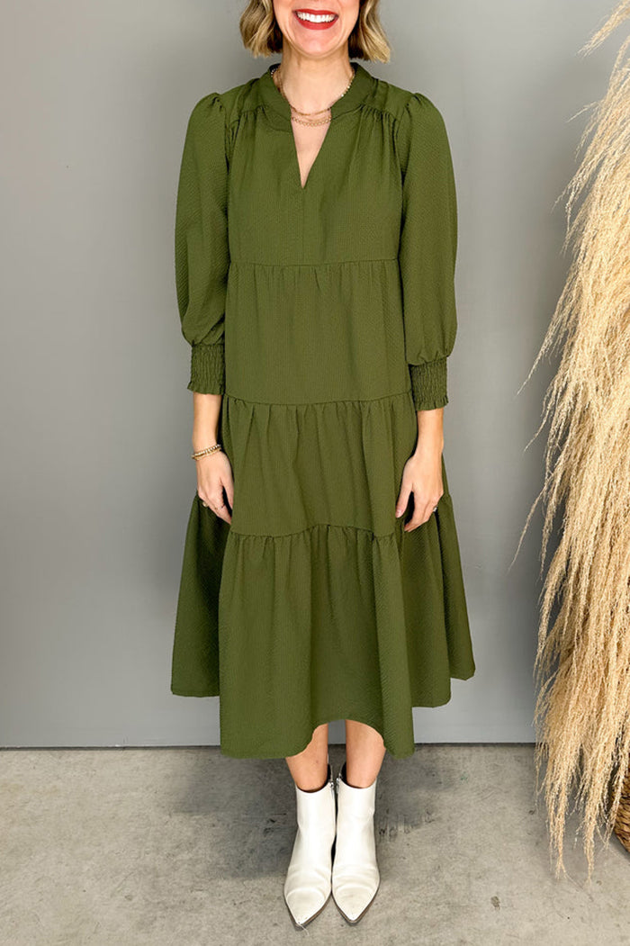 Casual V-Neck Layered Dress