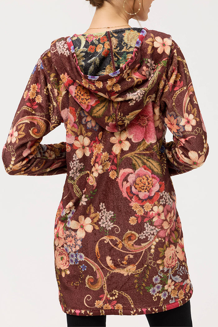 Reversible Floral Hooded Pocket Cardigan