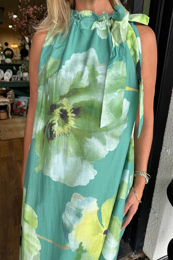 Halter Neck Floral Maxi Dress