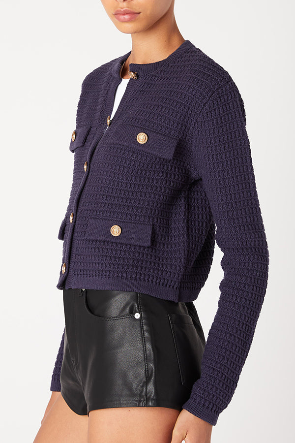 Casual Golden Button Knit Cardigan