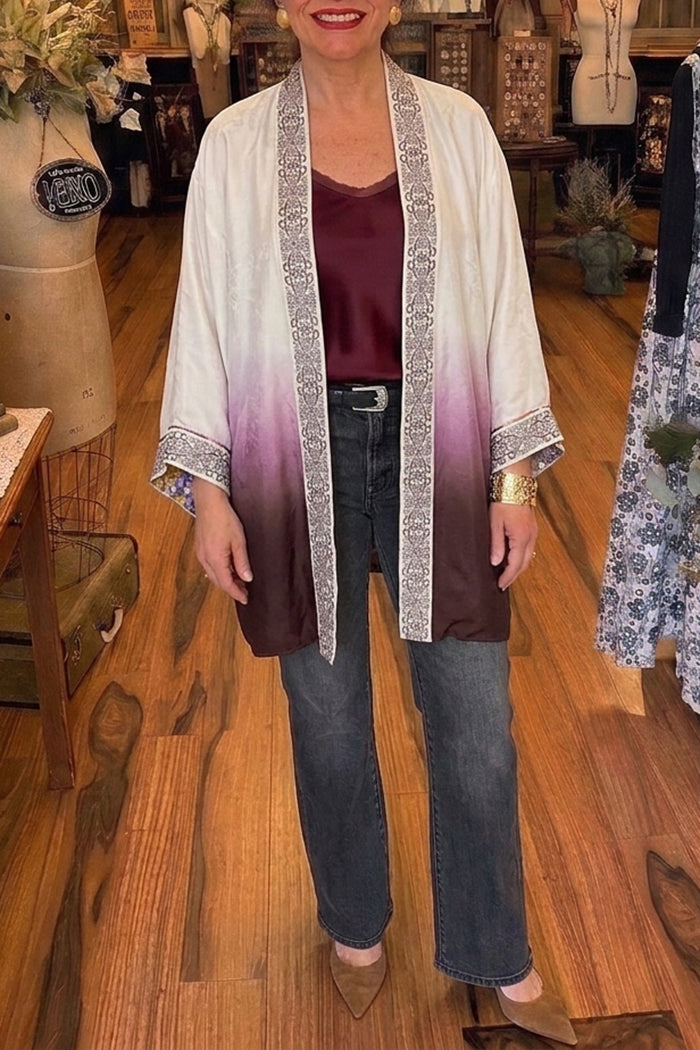 Reversible Embroidered Long Sleeve Kimono